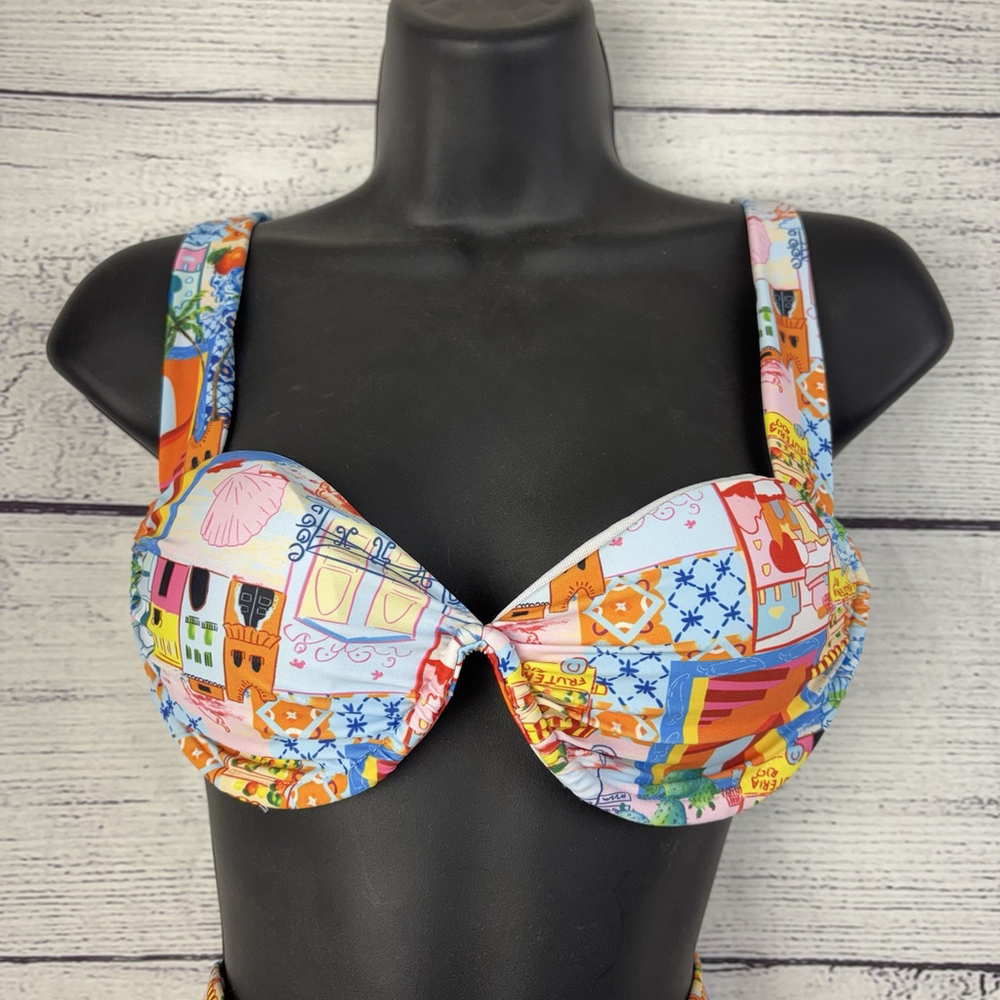 Jimmi Swim Naranja Bikini Set Size Small S Colorful Mediterranean Tile Print NEW - Picture 3 of 8